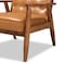 Baxton Studio Sorrento Mid-Century Modern Tan Faux Leather and Walnut Brown Finished Wood Lounge Chair 175-10977-Zoro - alternate 6